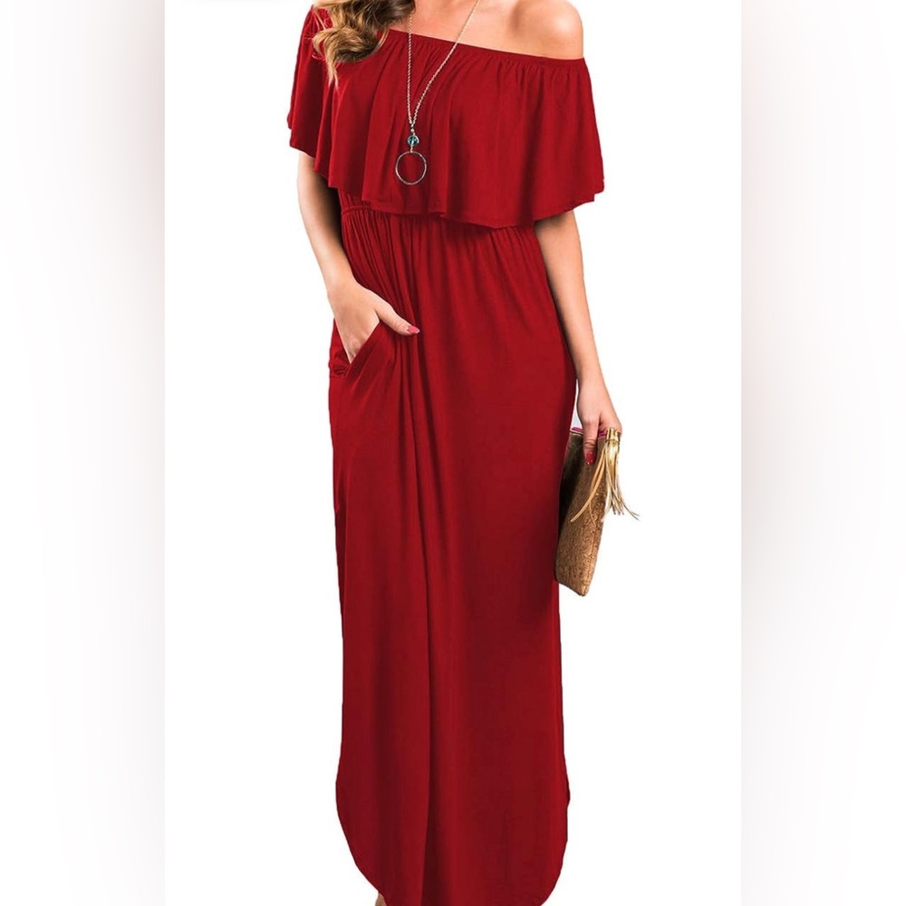 Sarin Mathews Womens Off The Shoulder Ruffle Party Dress Casual Side Split Beach